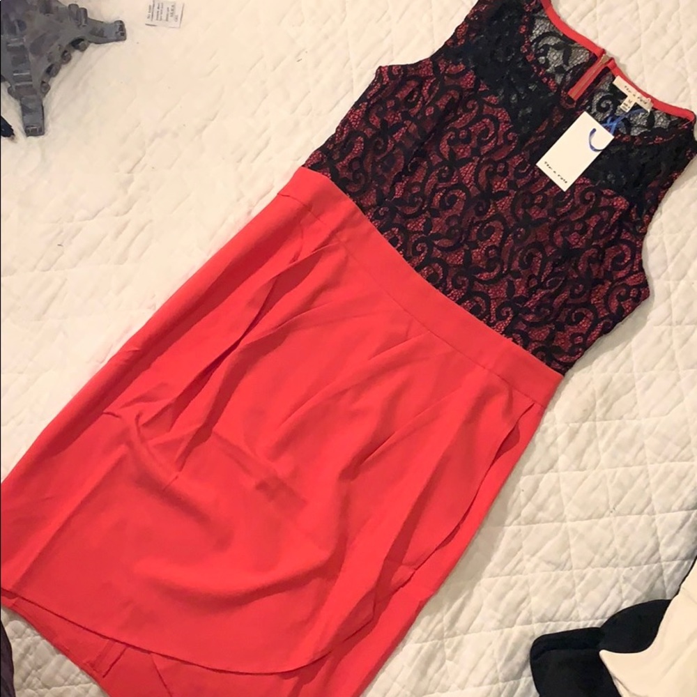 Pink and black lace dress